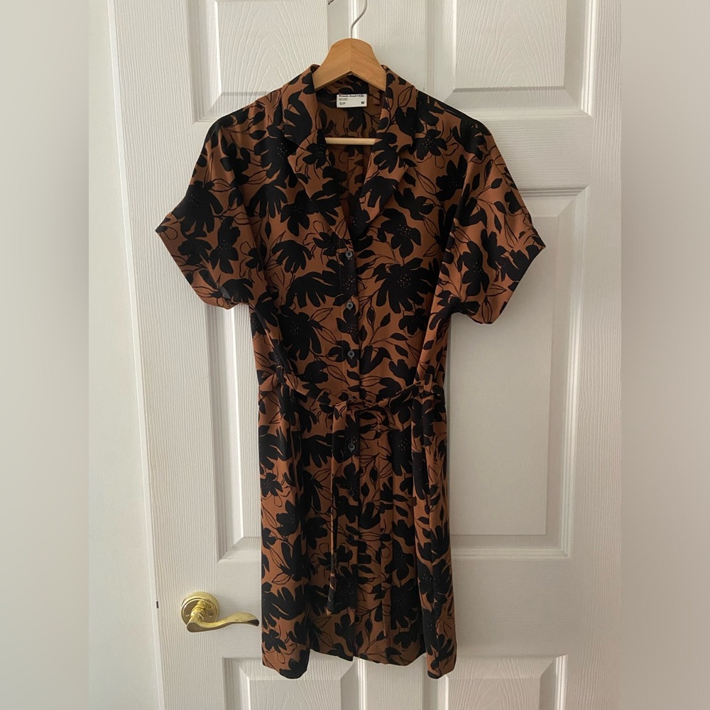 Frank & Oak Black and Brown Floral Dress